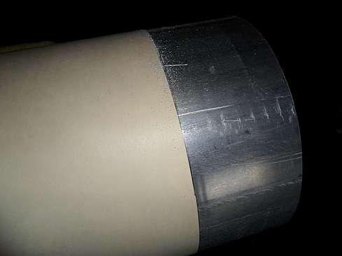 Main tube being cut to proper size - 4. (Click to see an enlarged image.)