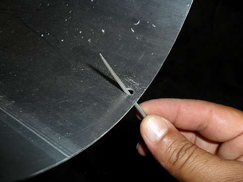 Filing final sized holes drilled in Main Tube to receive Lens Cell - 4 (Click to go to page)