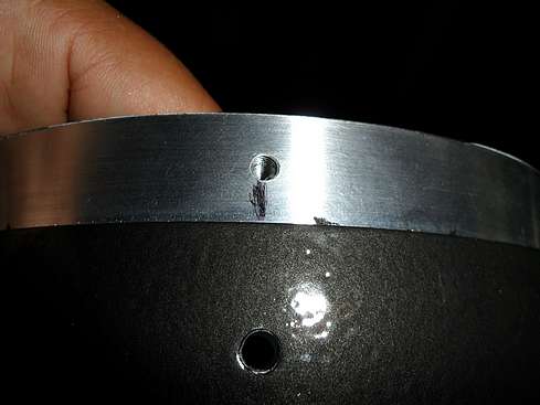 Close-up photo of Rear Lens Cell drilled for attachement to Main Tube - 6 (Click to go to page)