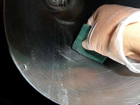 Buffing sanded drilled holes for Guide Scope Bar - 7 - Inside Tube (Click to go to page)