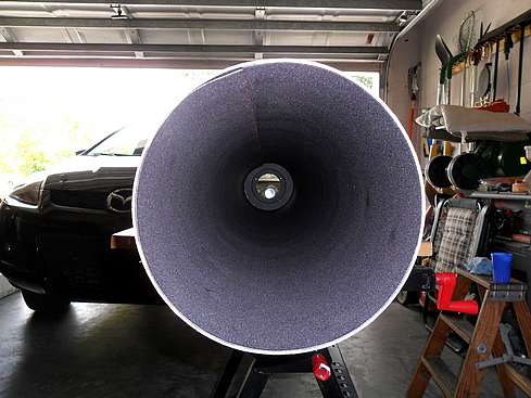 ProtoStar FlockBoard Material trimmed and placed back in Main Tube - Down tube view with Focuser Backplate fitted at end of tube - 13 (Click to go to page)