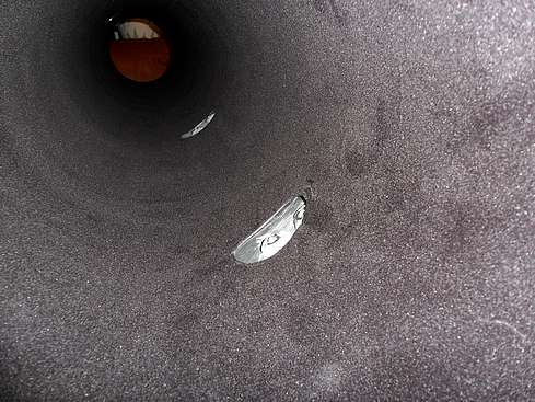 ProtoStar FlockBoard Material trimmed and placed back in Main Tube - Down tube view with Focuser Backplate removed and holes cut out around guidescope nuts inside tube - close-up - 15 (Click to go to page)