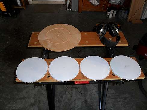 All four baffles cut out using the laminate trimmer/ Jasper circle cutting guide combination - ready for knife-edge - 11 (Click to go to page)