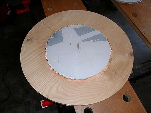 One of the baffles reloaded onto the plywood substrate in preparation to receive the knife-edge - 12 (Click to go to page)