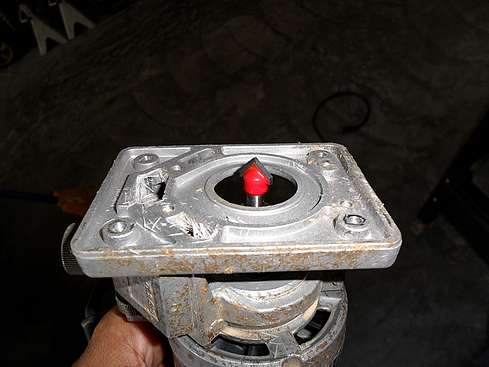 Laminate trimmer with a v-groove bit installed to make the knife-edge in each baffle - 13 (Click to go to page)