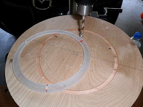 Drilling three evenly spaced holes in first baffle - 35 (Click to go to page)