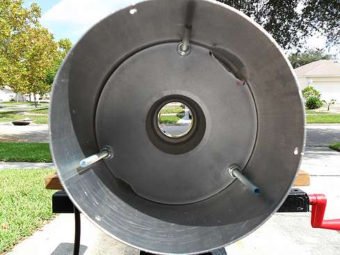 Test fit in main tube of completed baffle rack after all notches were ground - view from back-end - 51 (Click to go to page)