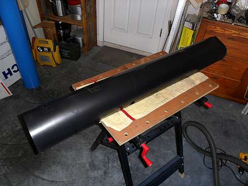 ProtoStar flock material wrapped around Baffle Rack ready to be installed in Main Tube - 1 (Click to go to page)