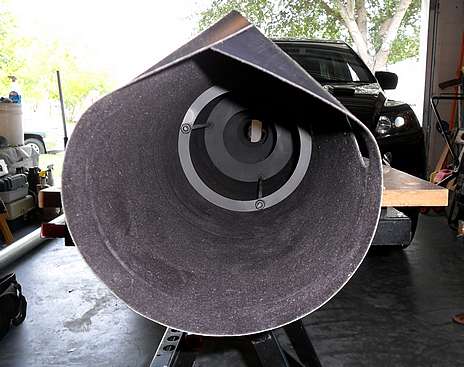 ProtoStar flock material wrapped around Baffle Rack ready to be installed in Main Tube - a look from the front end - 3 (Click to go to page)