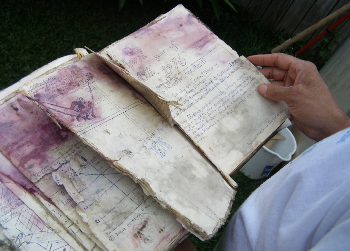 Close-up of the damaged 1976 volume of the VAO Astronomical Journal.