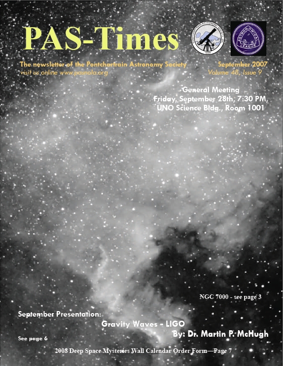 Click to view and/ or download the Septermber 2007 issue of the PAS-Times, which gives a reviews of Gary's story.