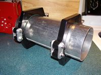 The completely assembled cradle rings test fitted on a scrap piece of 5" aluminum tubing - Hinged Side